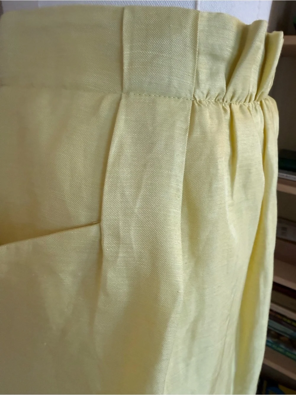 J. Crew Linen Silk Blend Paperbag Skirt Yellow Pockets Size 2 Lined